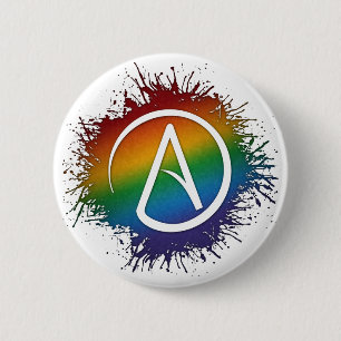 Paint Splatter LGBTQ Pride Rainbow Atheist Symbol 6 Cm Round Badge
