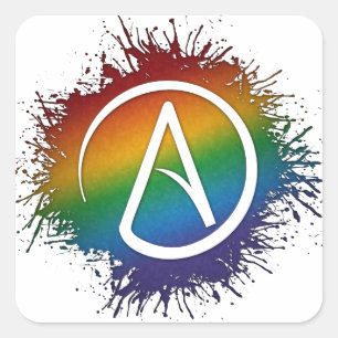 Paint Splatter LGBTQ Pride Rainbow Atheist Symbol Square Sticker