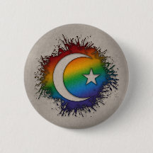 Paint Splatter LGBTQ Rainbow Star and Crescent
