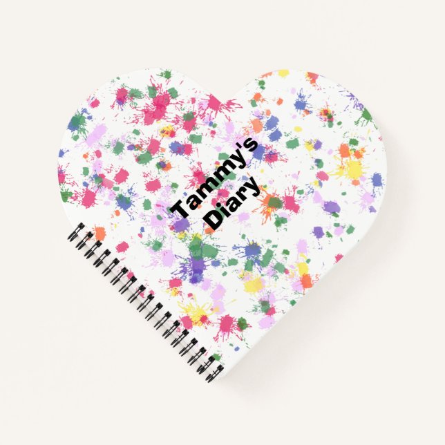 Paint Splatter Lined Paper Heart Notebooks (Front)