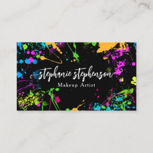 Paint Splatter Modern Art Makeup Nail Hair Salon Business Card