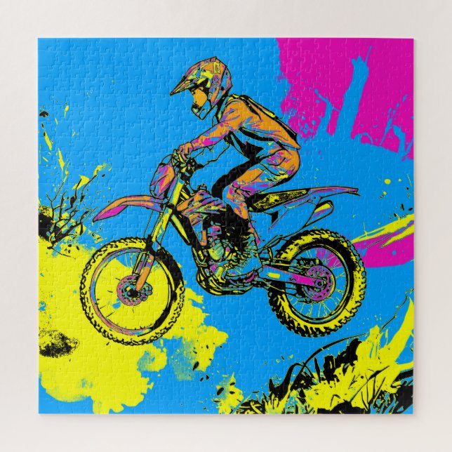 Paint Splatter - Motocross Rider Jigsaw Puzzle (Vertical)