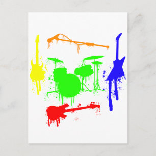 Paint Splatter Musical instruments Band Graffiti Postcard