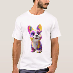 Paint Splatter Neon Corgi Puppy Men T-Shirt