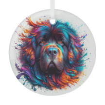 Paint Splatter Newf Circle Ornament