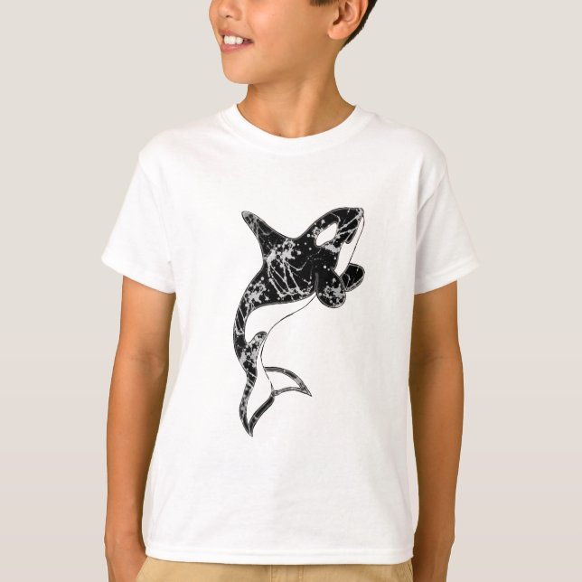 Paint Splatter Orca Art T-Shirt (Front)
