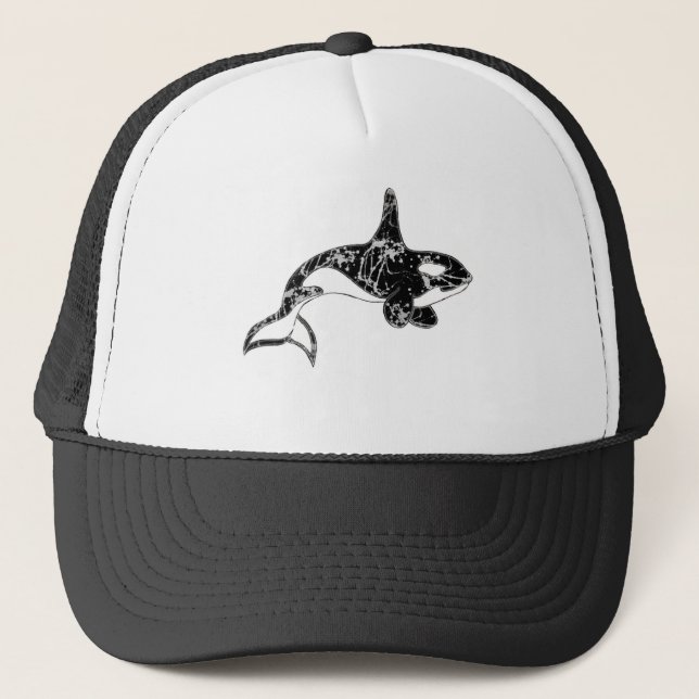 Paint Splatter Orca Art Trucker Hat (Front)