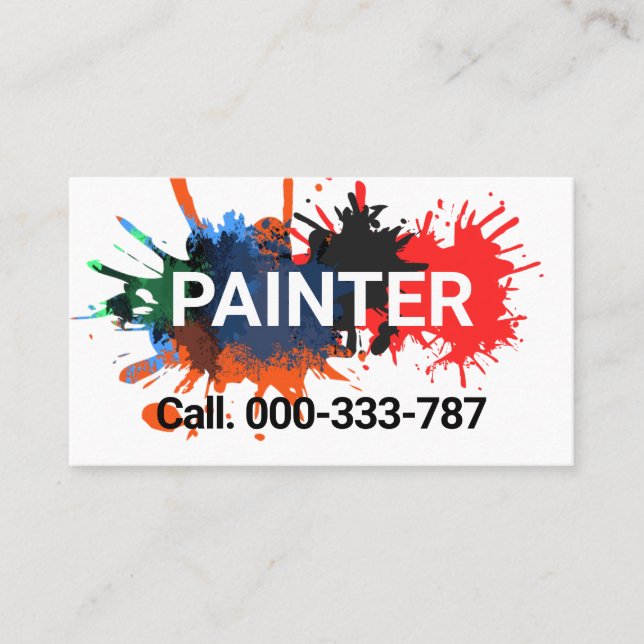 Paint Splatter Painter Painting Service Business Card (Front)