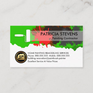 Paint Splatter Peeling Wall Roller Brush Business Card