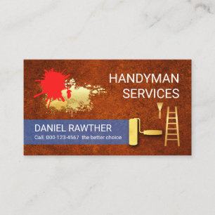 Paint Splatter Red Grunge Handyman Tools Business Card