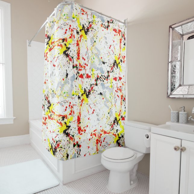 Paint Splatter Shower Curtain (In Situ)