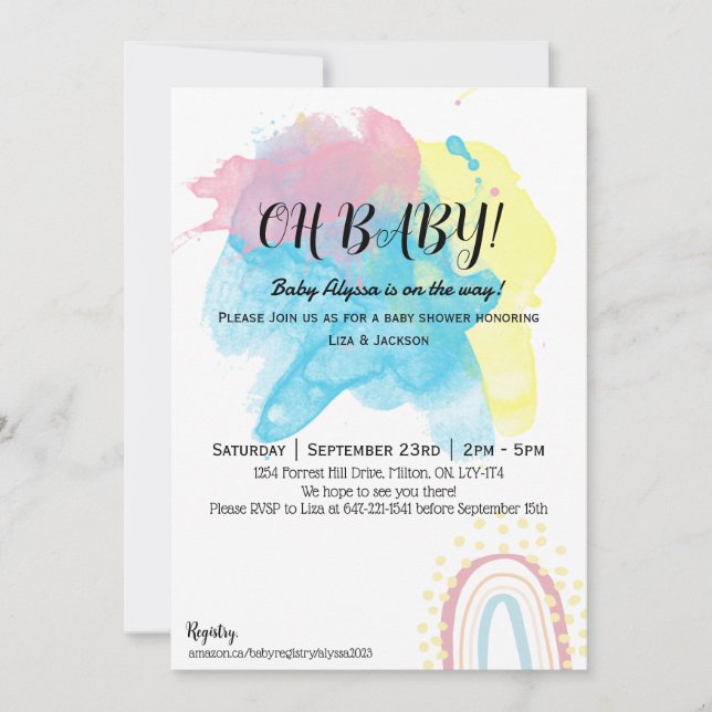 Paint splatter shower invitation (Front)