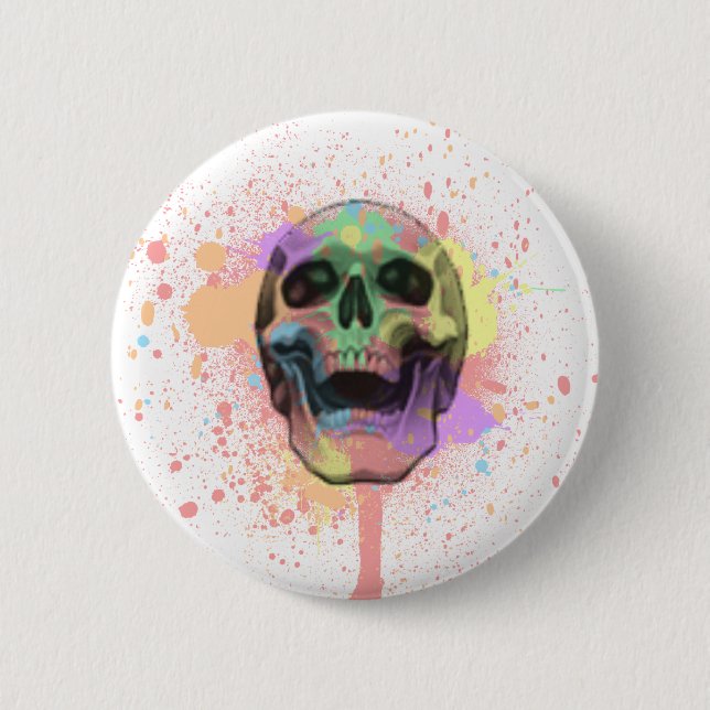 Paint Splatter Skull Button (Front)