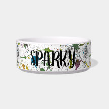 Paint Splatter Splash Pet Bowl Custom Name