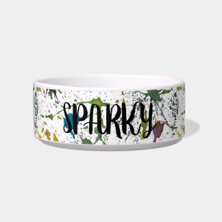 Paint Splatter Splash Pet Bowl Custom Name