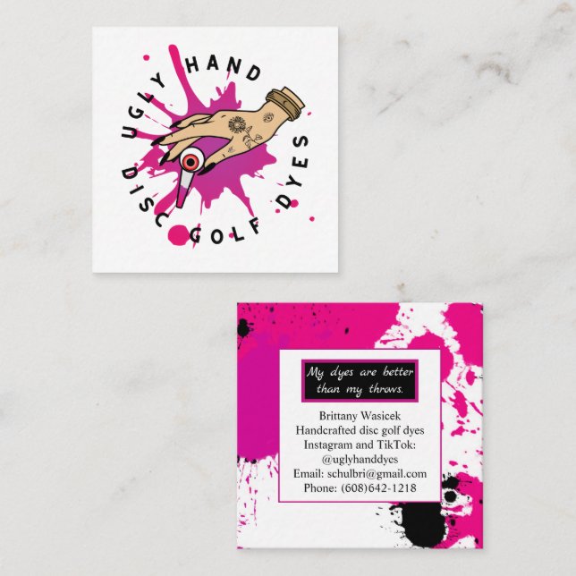 Paint Splatter Square  Business  Card (Front/Back)