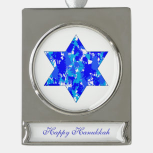 Paint Splatter Star of David Silver Plated Banner Ornament