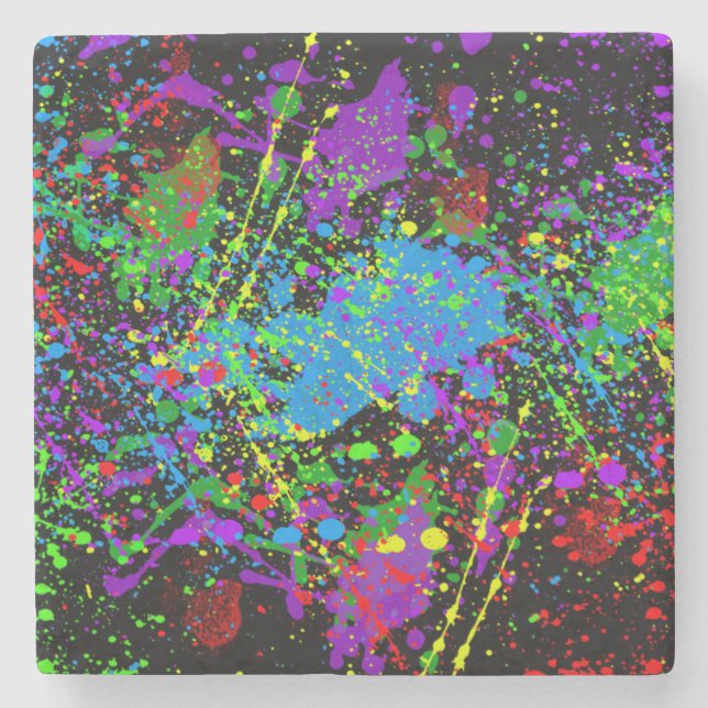 Paint Splatter Stone Coaster (Front)