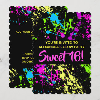 Paint Splatter Sweet 16 Birthday Party Invitation