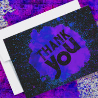 Paint Splatter Thank You - Blue on Black