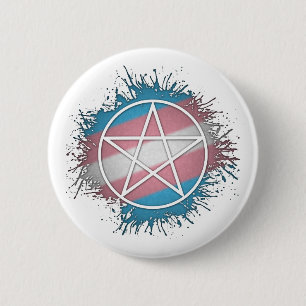 Paint Splatter Transgender Pride Pentacle Symbol 6 Cm Round Badge