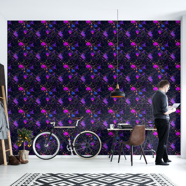 Paint Splatter Vibrant Colourful Pattern Wallpaper (Living Room)