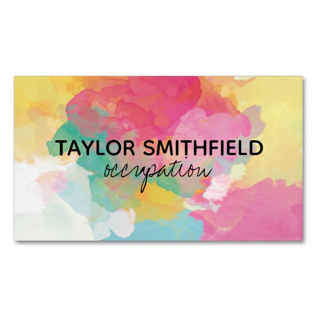 Paint Splatter Watercolor Magnetic Business Card (Front)