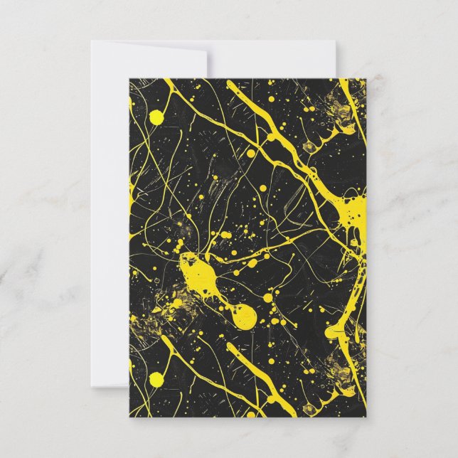 Paint splatter - yellow on black thank you card (Front)