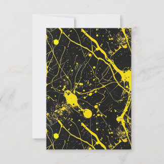 Paint splatter - yellow on black thank you card