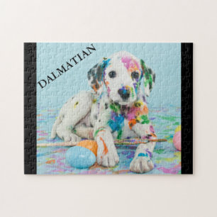 PAINT SPLATTERED DALMATIAN PUPPY PUZZLE. JIGSAW PU JIGSAW PUZZLE