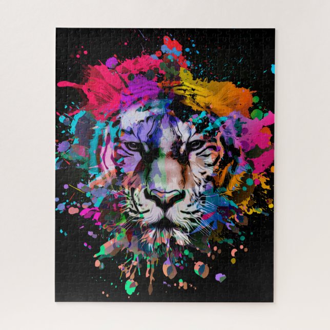 Paint Splattered Tiger Jigsaw Puzzle (Vertical)