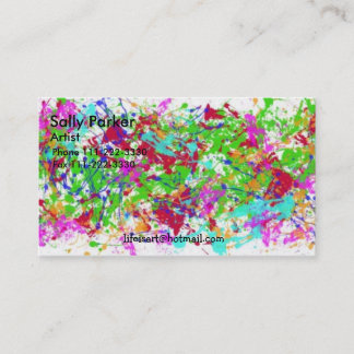 paint-splatters-1, Sally Parker, Artist, Phone ... Business Card