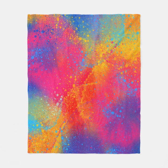 Paint Splatters Fleece Blanket (Front)