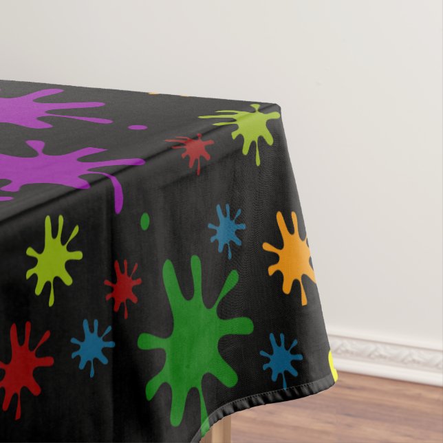 Paint Splatters on a Black Background Tablecloth (In Situ)