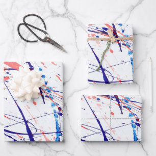 Paint Splatters Red Wrapping Paper Sheet