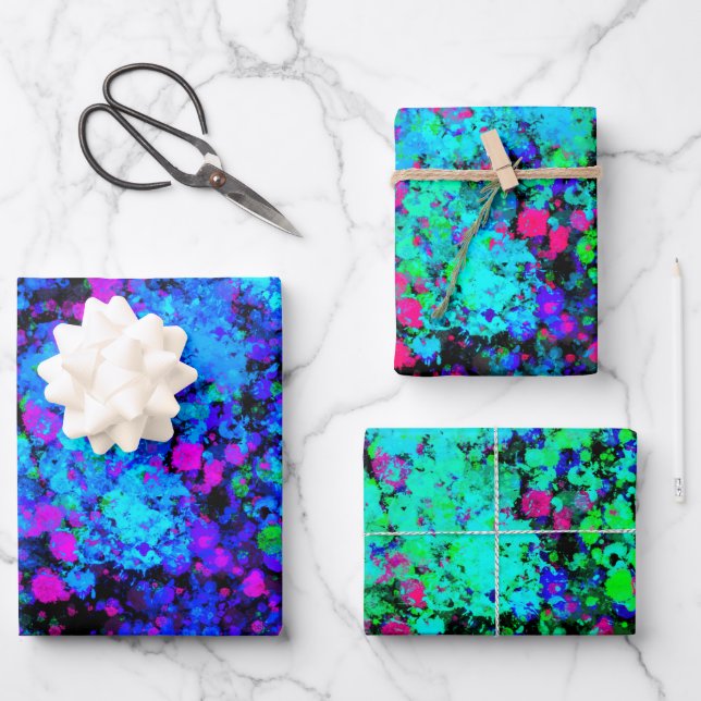 Paint Splatters Wrapping Paper Sheet (Front)