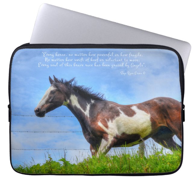 Paint Stallion and Cloud Fenceline & Poem Laptop Sleeve (Front)