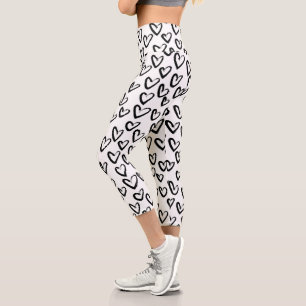 Paint Stroke Heart Pattern Capri Leggings