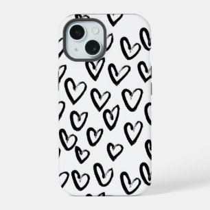 Paint Stroke Heart Pattern iPhone 15 Case
