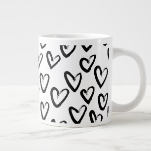 Paint Stroke Heart Pattern Large Coffee Mug