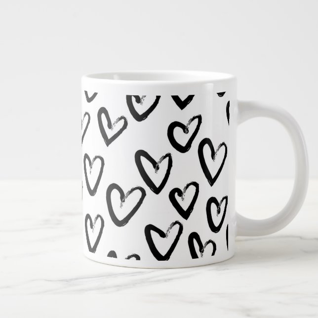 Paint Stroke Heart Pattern Large Coffee Mug (Right)