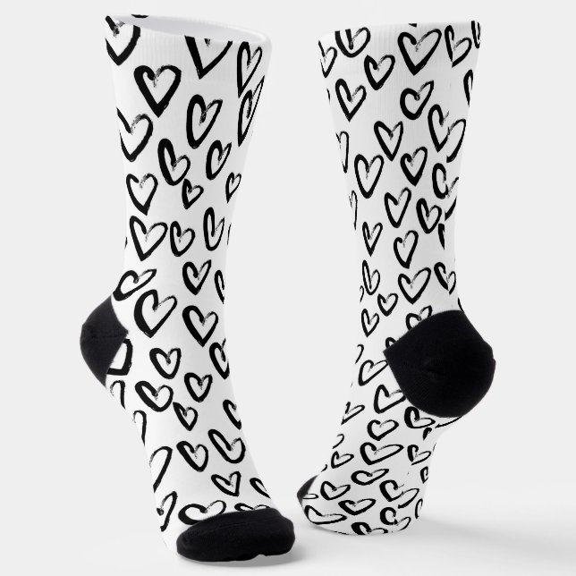 Paint Stroke Heart Pattern Socks (Angled)