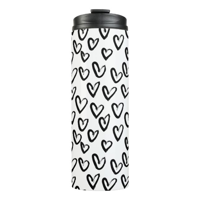 Paint Stroke Heart Pattern Thermal Tumbler (Front)