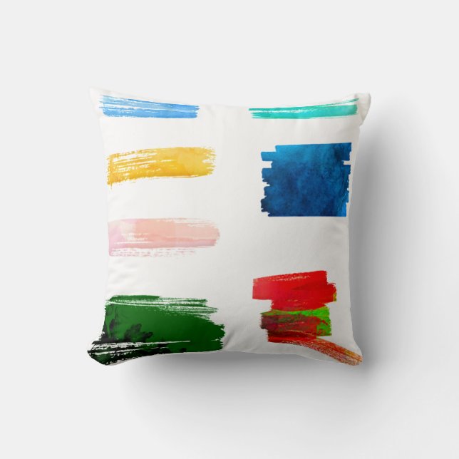Paint strokes blobs glitter splat cushion (Front)