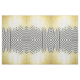 Paint Strokes in Faux Gold on Black & White Stripe Fabric