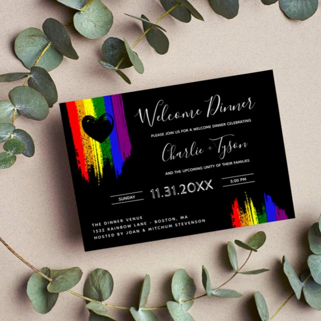 Paint Strokes Pride Flag Heart Welcome Dinner Invitation (Creator Uploaded)