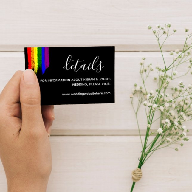Paint Strokes Pride Flag Wedding Details Enclosure Card (Creator Uploaded)