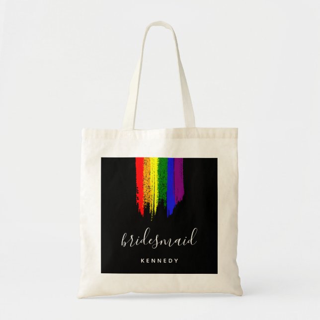 Paint Strokes Pride Flag Wedding Tote Bag (Front)