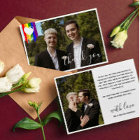 Paint Strokes Pride Flag White Heart Photo Wedding