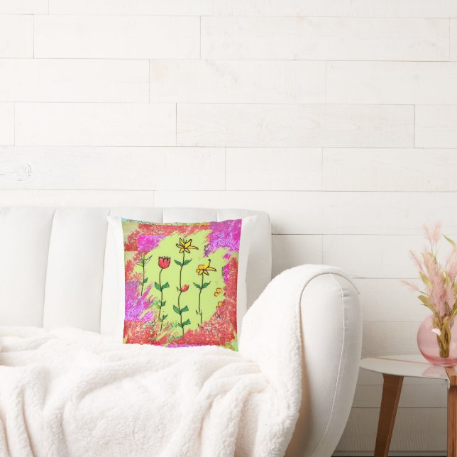 Paint Swatch Floral  Cushion (Couch)